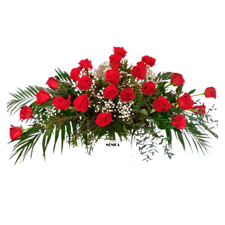 Centro de 25 rosas rojas