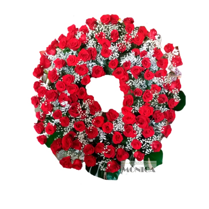 Corona de rosas rojas