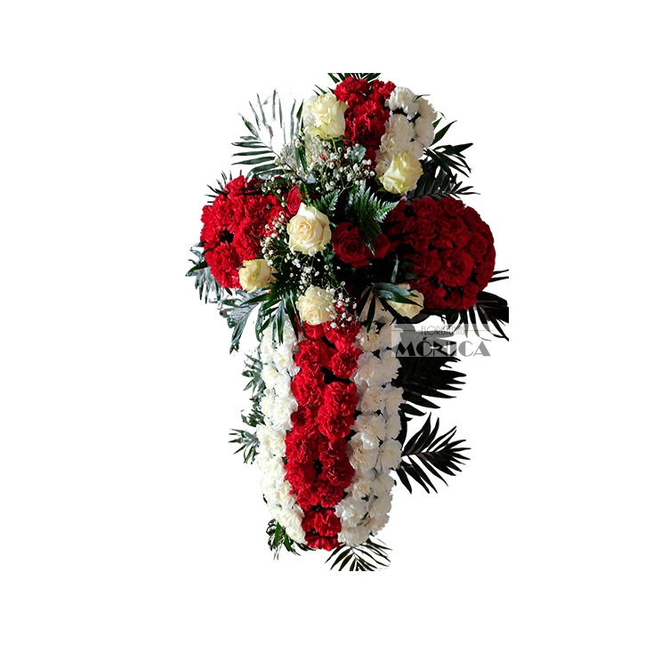 Cruz de claveles y rosas