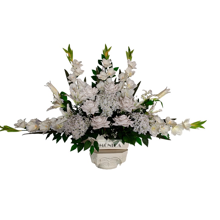 Jardinera Artificial en Blanco