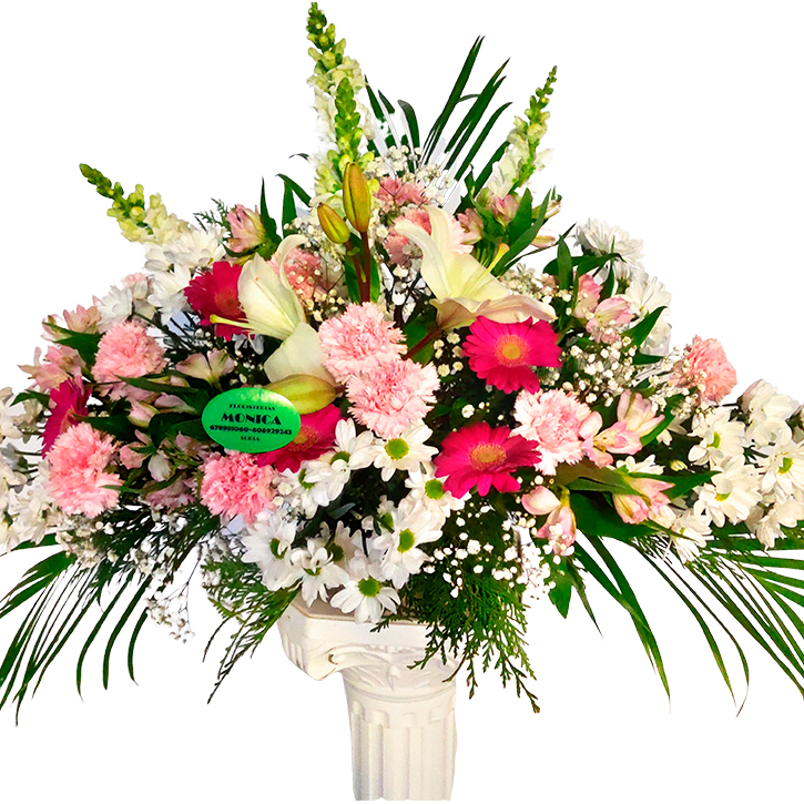 Centro funerario en tonos rosados