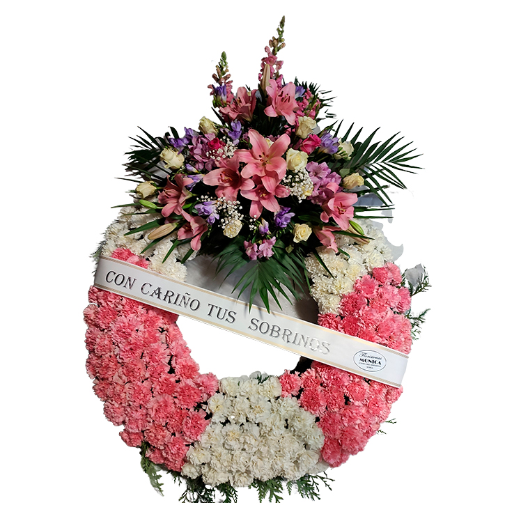 Corona en blanco y rosa